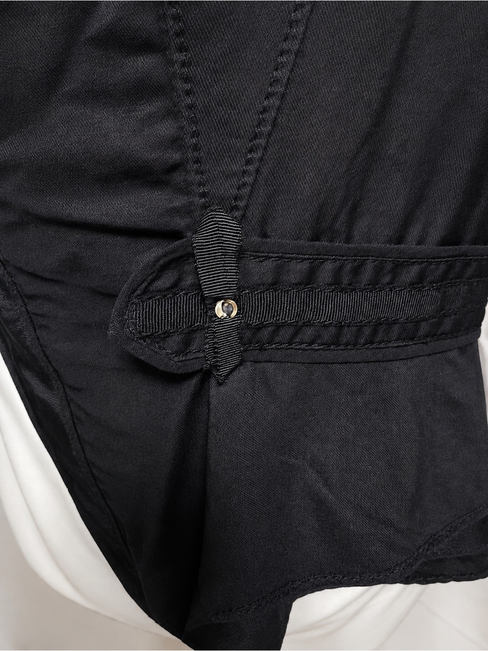 White House Black Market fitted black military utility jacket rivet bow details - Picture 8 of 10